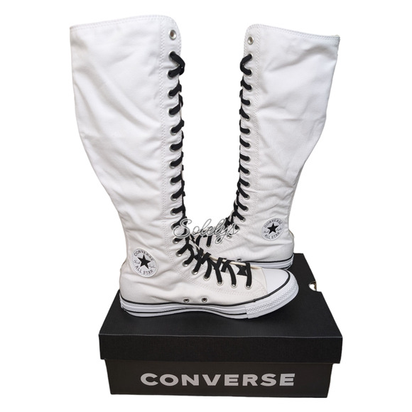 Converse CTAS XXHI Womens 10.5 White Black Canvas Knee High Sneaker Boot NEW - Picture 12 of 12